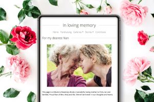 photo of tribute page on a tablet device